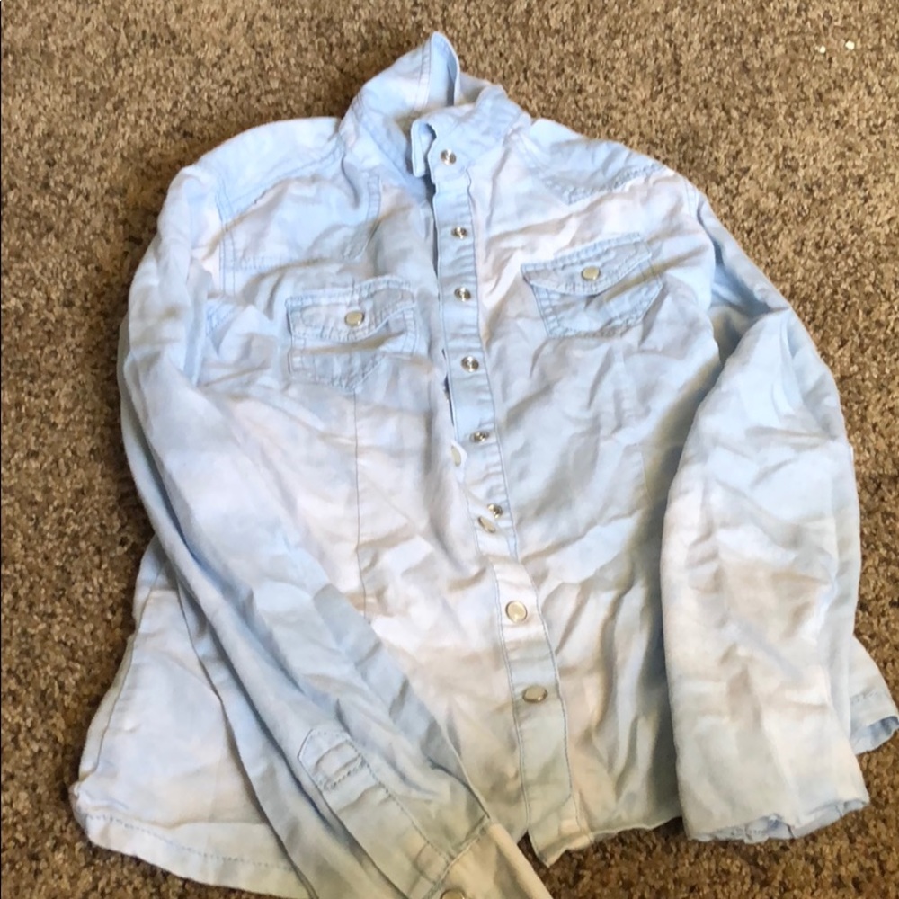 Cute sky color button up